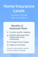 Home Insurance Leads: Exclusive, Verified, Real-Time Delivery with benefits of advanced filters – location, property type, coverage amount, urgency.